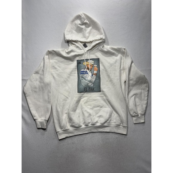 Gildan Other - Gildan Hoodie Mens Large White El Dak Cowboy Graphic Fleece Pullover Football